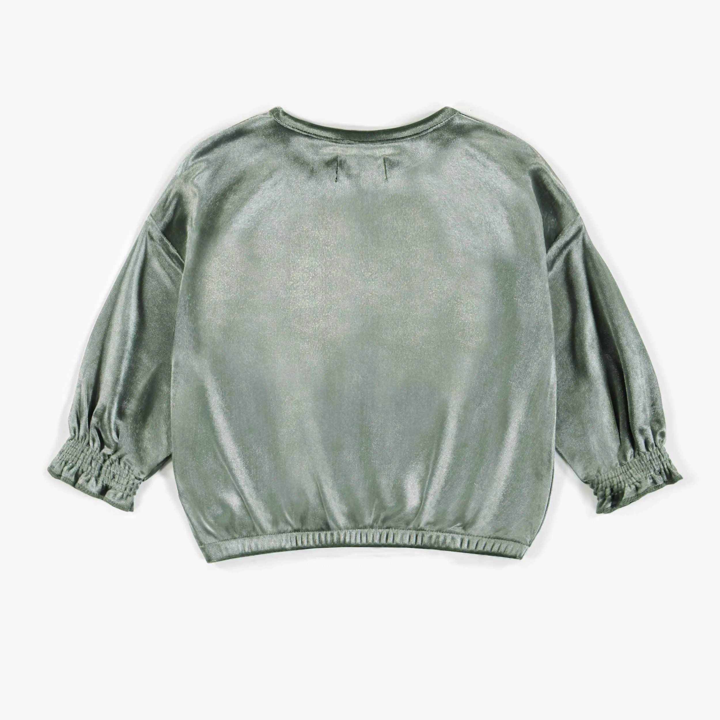 Chandail vert en velours tapé, bébé || Green sweater in crushed velvet, baby