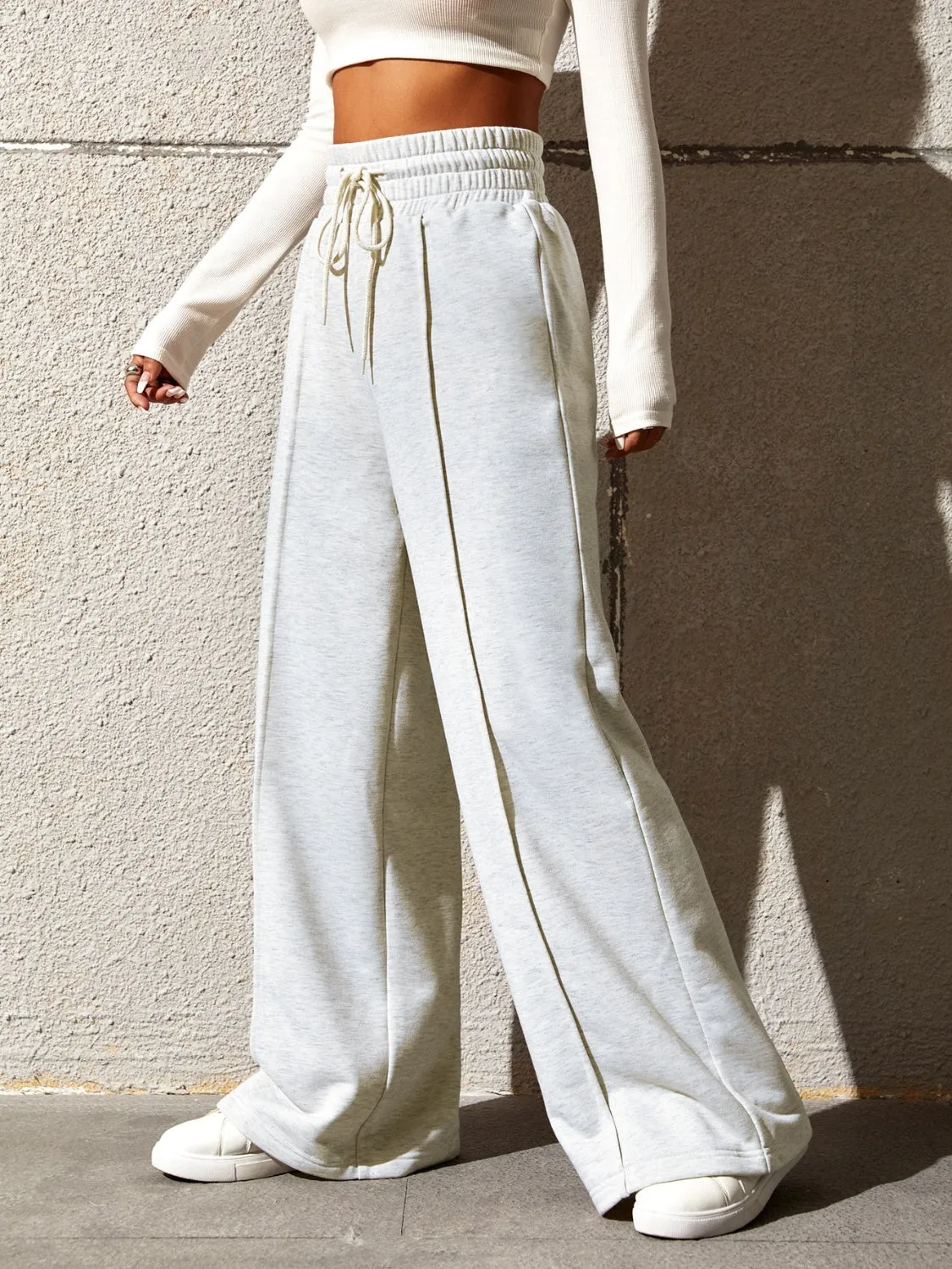 Chic Honey Wide Leg Pants with Adjustable Drawstring Waist