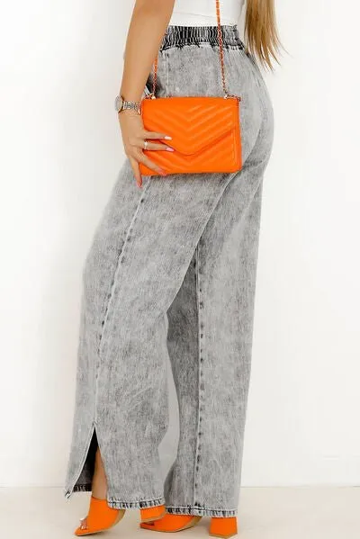 Chic Slit Drawstring Denim Pants with Practical Pockets