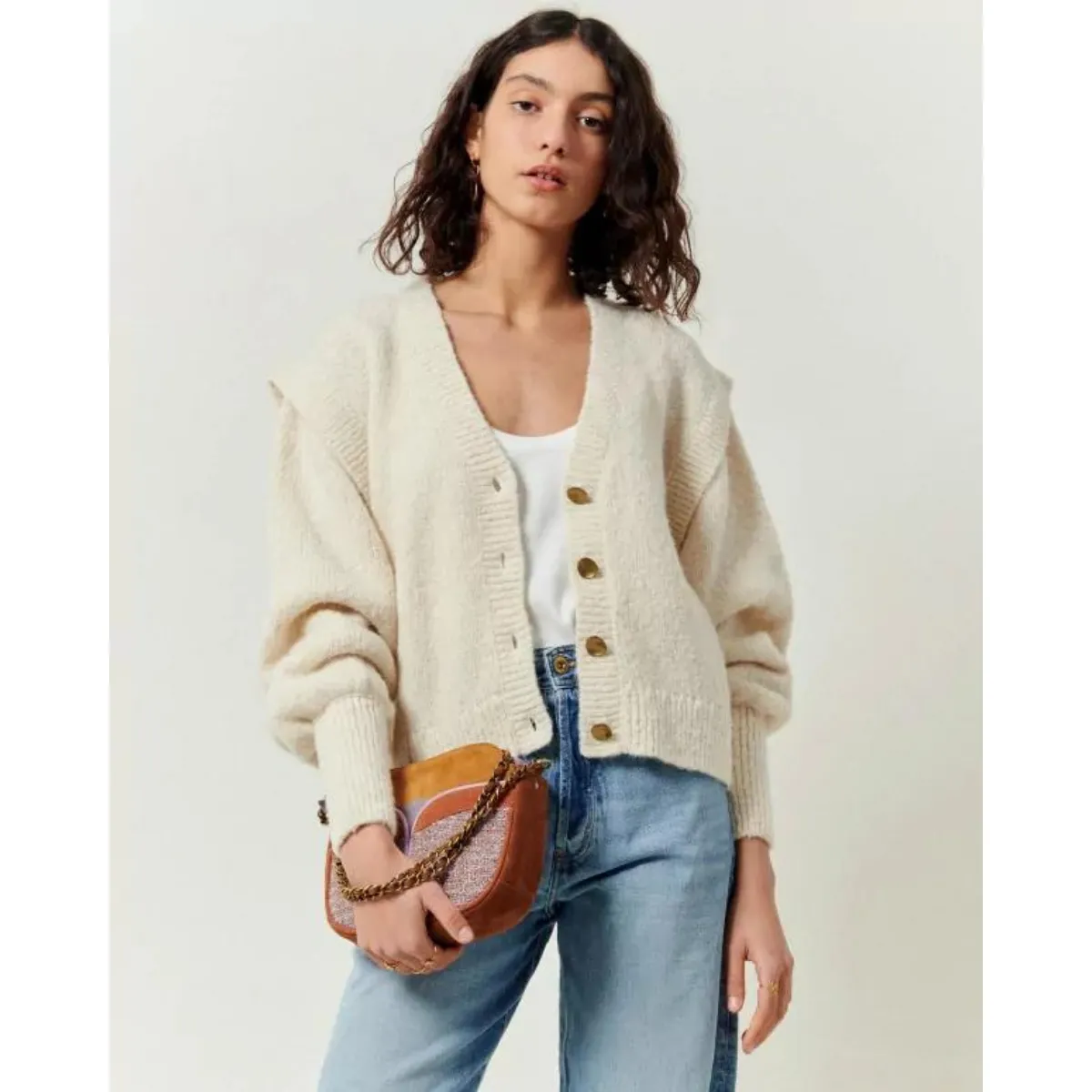 Chincero Cardigan Ailettes Emm Fleur de Sel