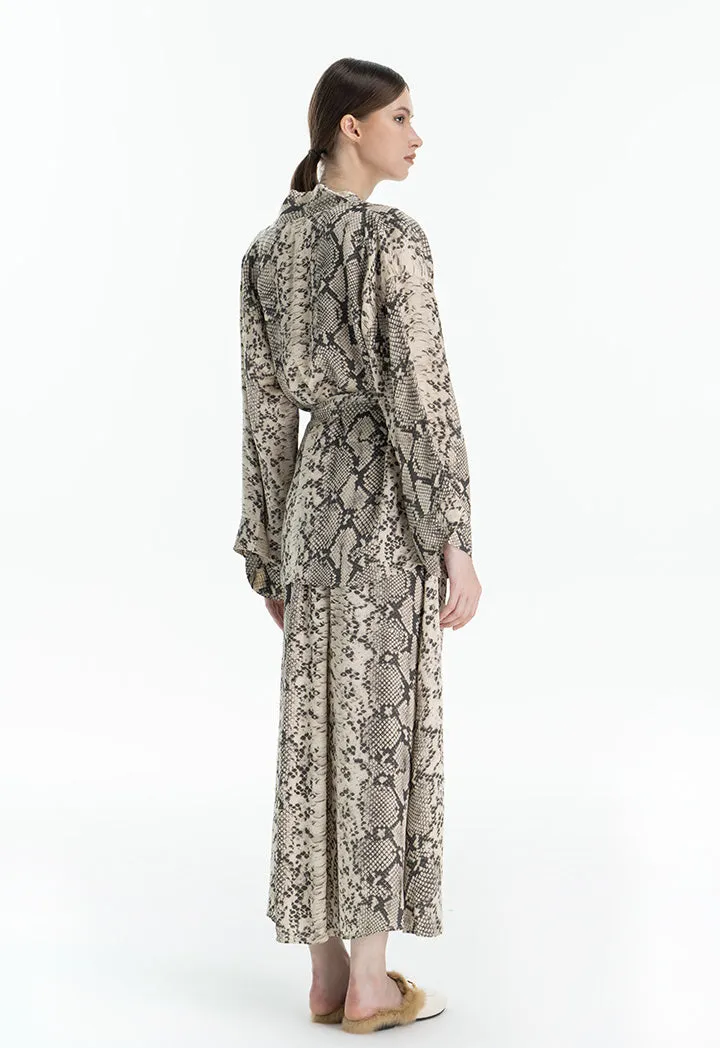 Choice Allover Snake Printed Jacket Offwhite