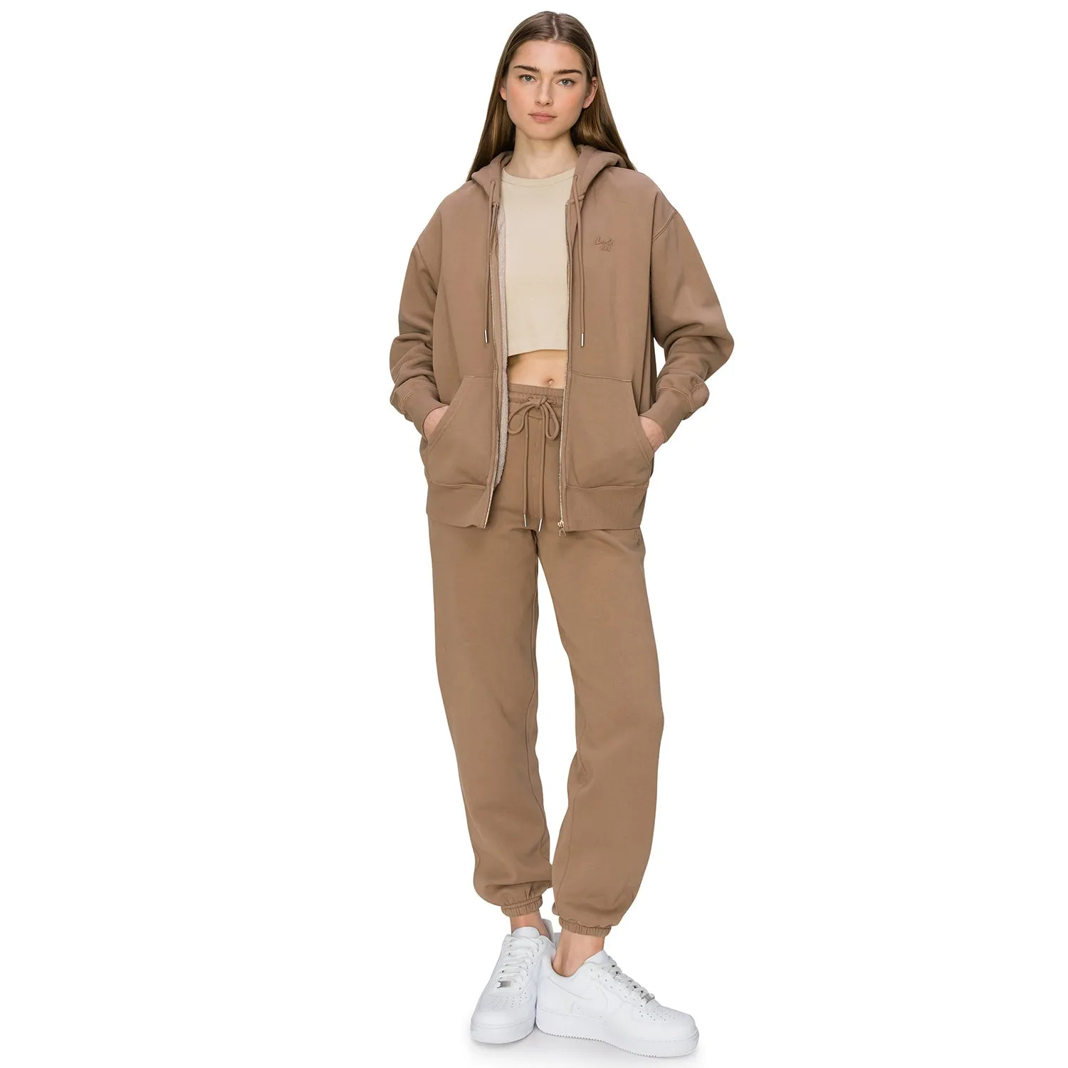 Cloud Fleece Zip Up Hoodie - Light Brown