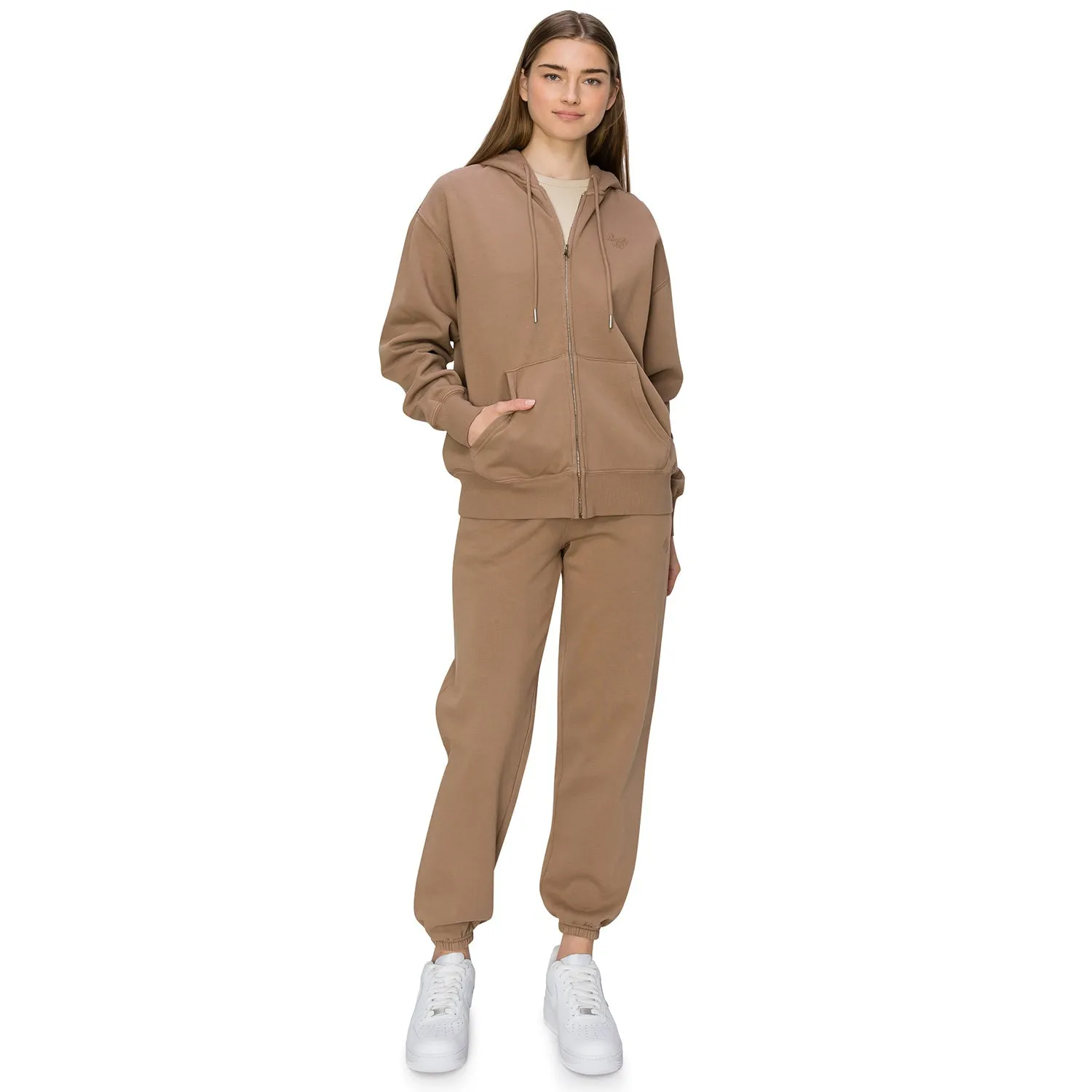 Cloud Fleece Zip Up Hoodie - Light Brown