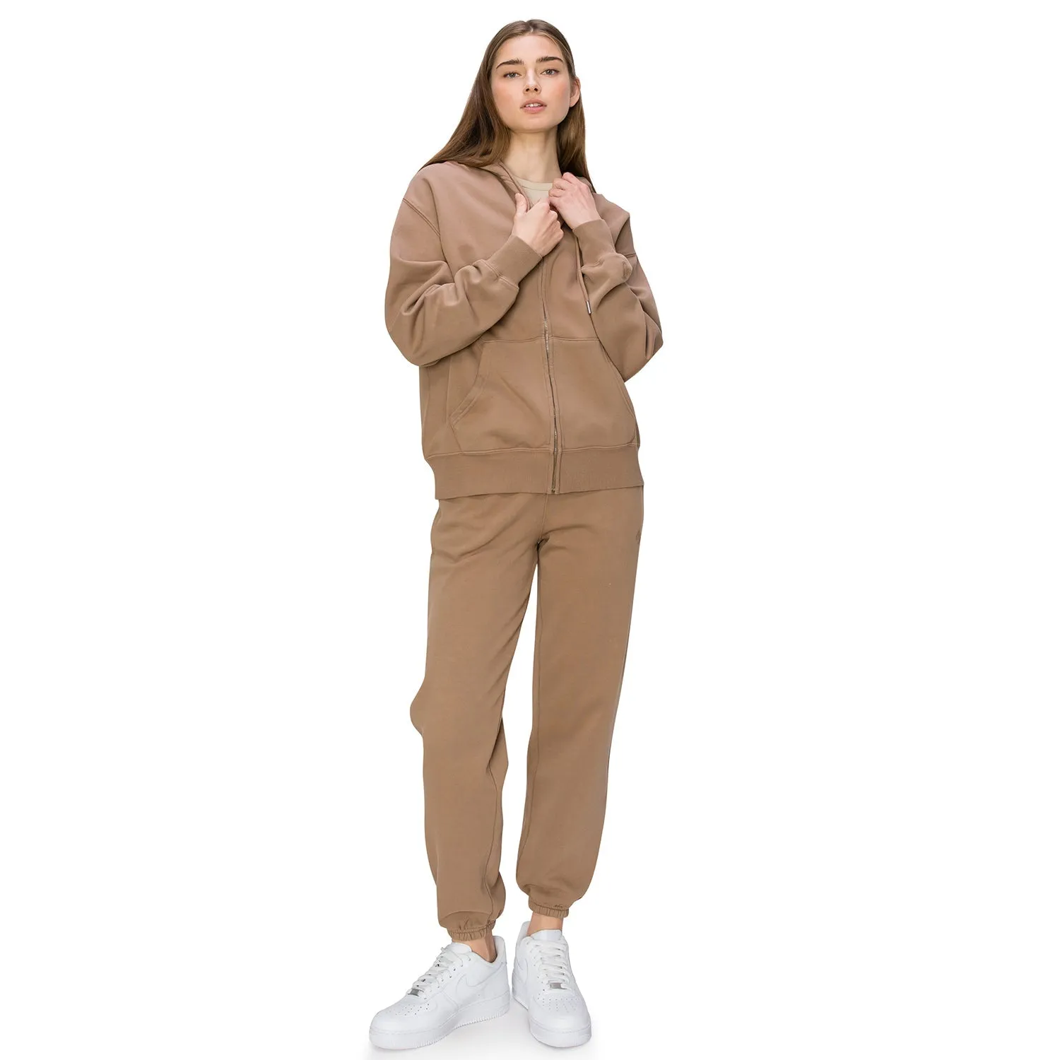 Cloud Fleece Zip Up Hoodie - Light Brown