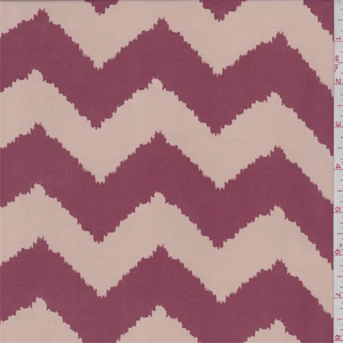 Cranberry/Beige Flamestitch Chevron Chiffon Fabric