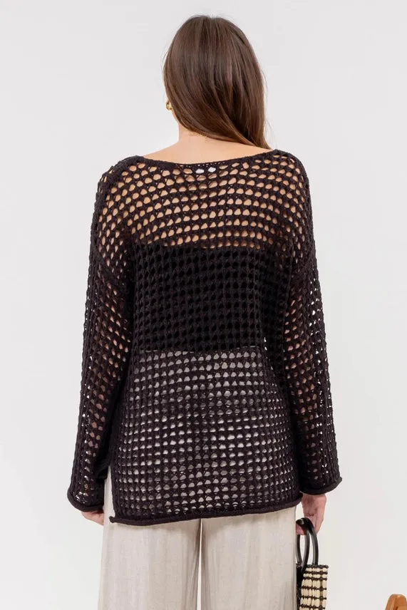 Crochet Knit Pullover Top