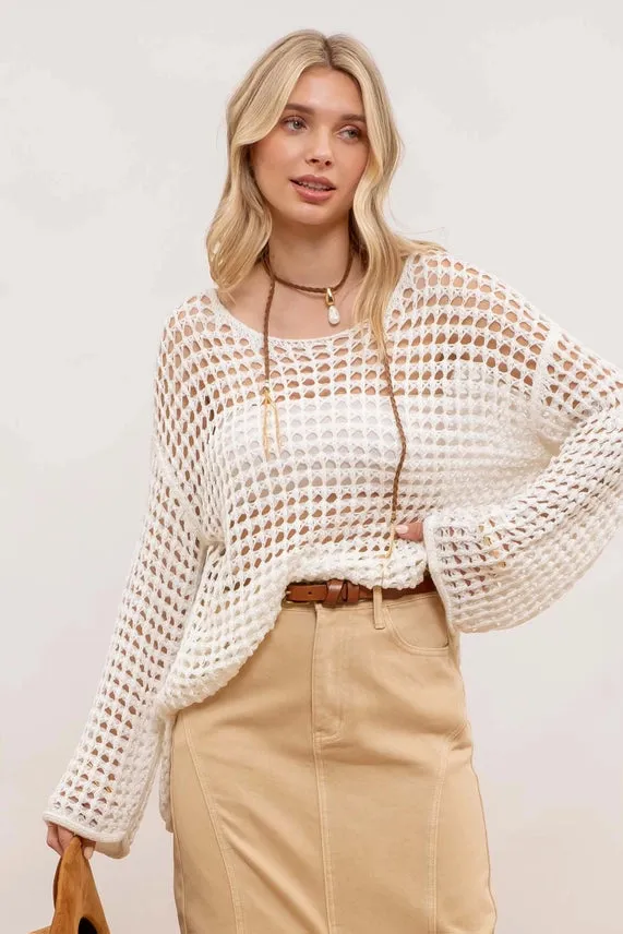 Crochet Knit Pullover Top
