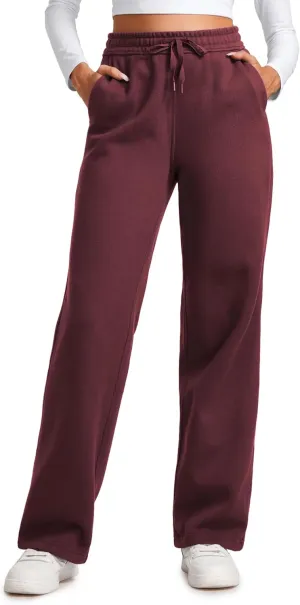 CRZ YOGA Cotton Fleece Lined Sweatpants Women 30" Straight Leg Casual Lounge Sweat Pants for Women