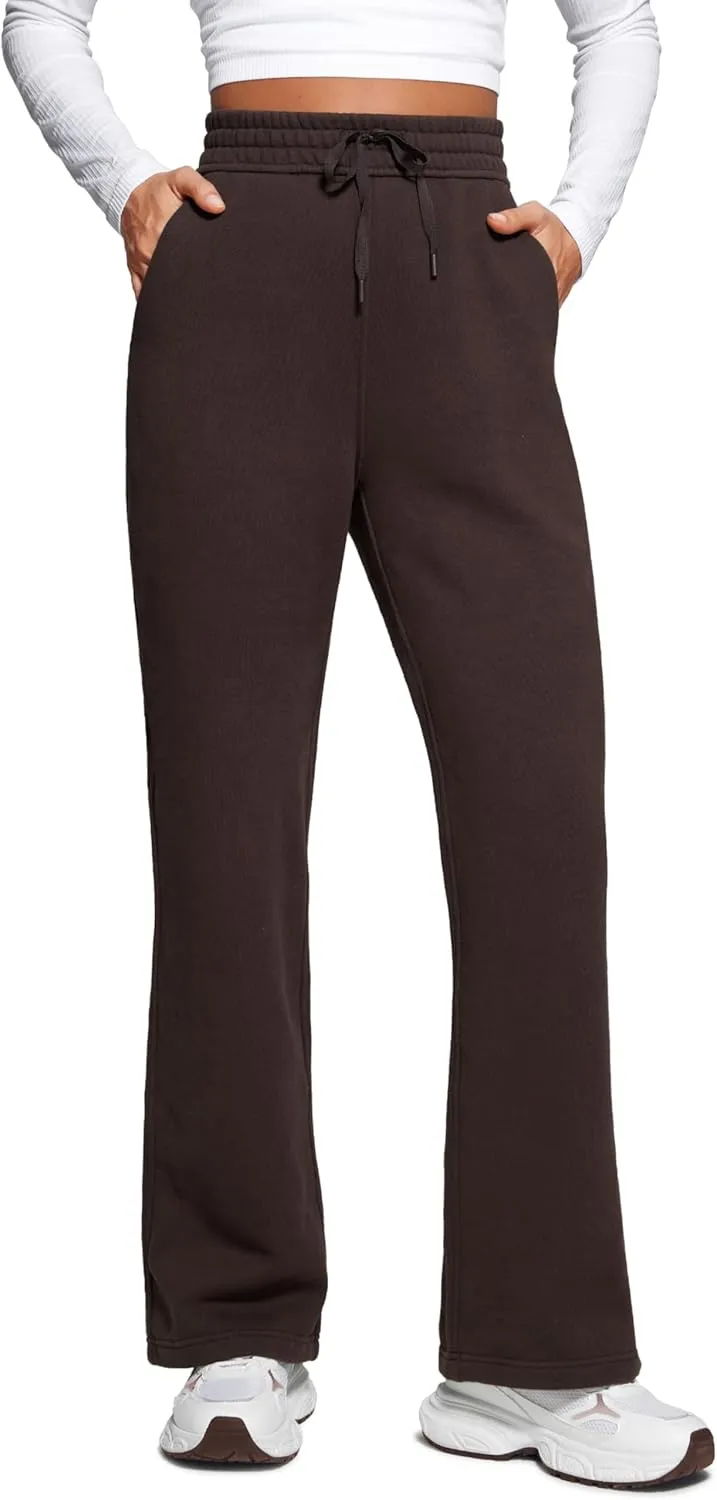 CRZ YOGA Cotton Fleece Lined Sweatpants Women 30" Straight Leg Casual Lounge Sweat Pants for Women