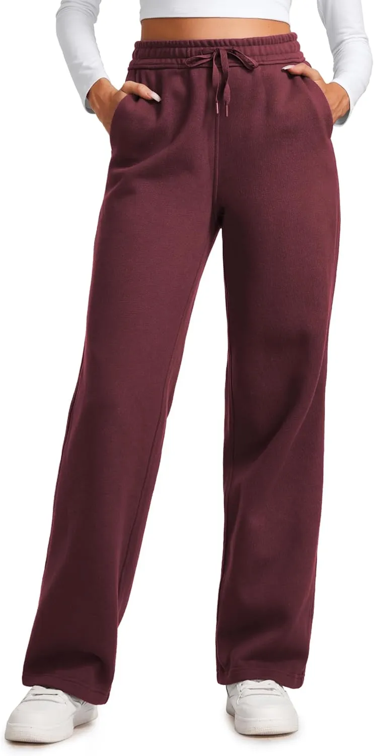 CRZ YOGA Cotton Fleece Lined Sweatpants Women 30" Straight Leg Casual Lounge Sweat Pants for Women