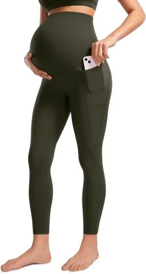 CRZ YOGA Womens Butterluxe Maternity Leggings with Pockets Over The Belly 25" - Workout Active Yoga Pregnancy Pants Soft