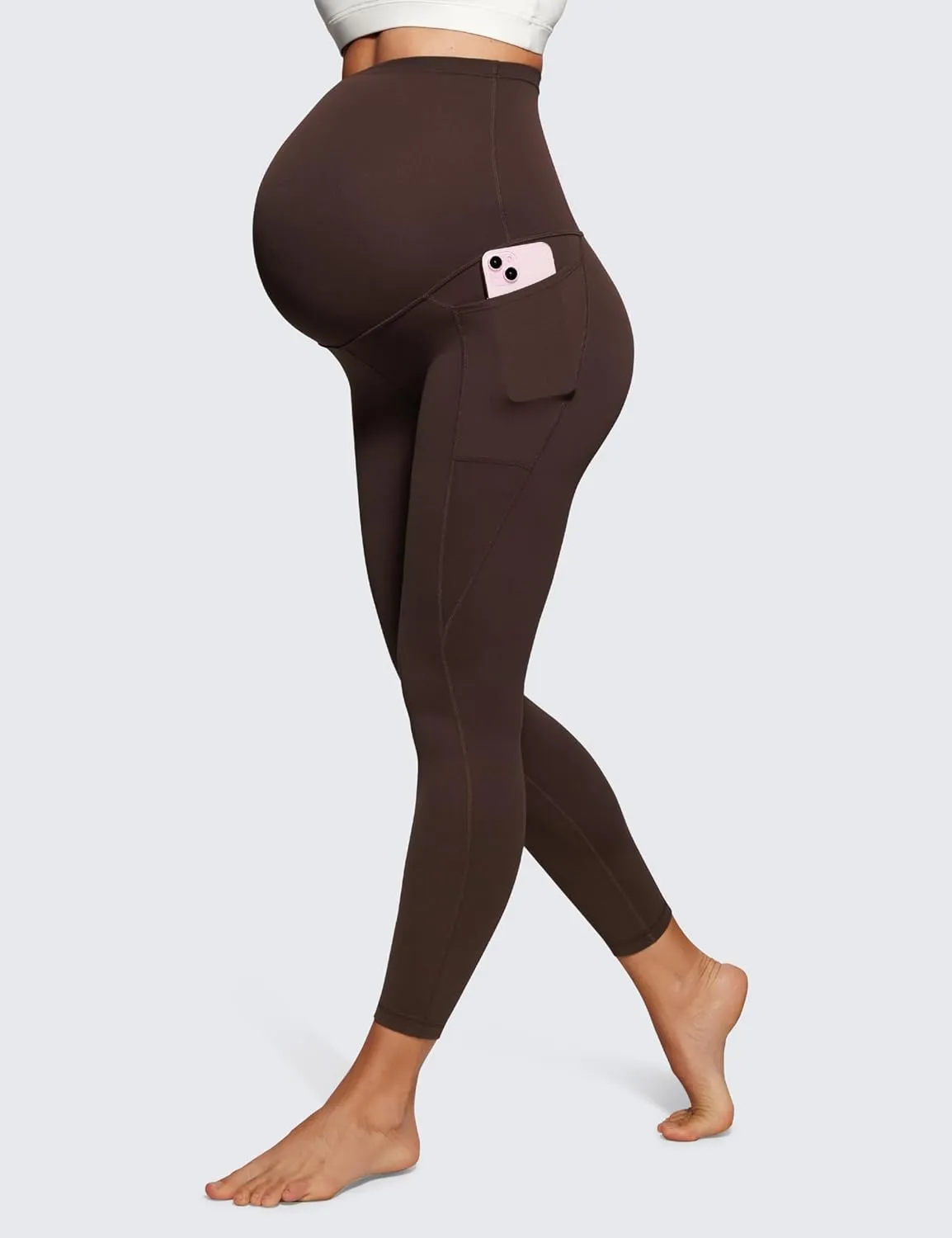 CRZ YOGA Womens Butterluxe Maternity Leggings with Pockets Over The Belly 25" - Workout Active Yoga Pregnancy Pants Soft