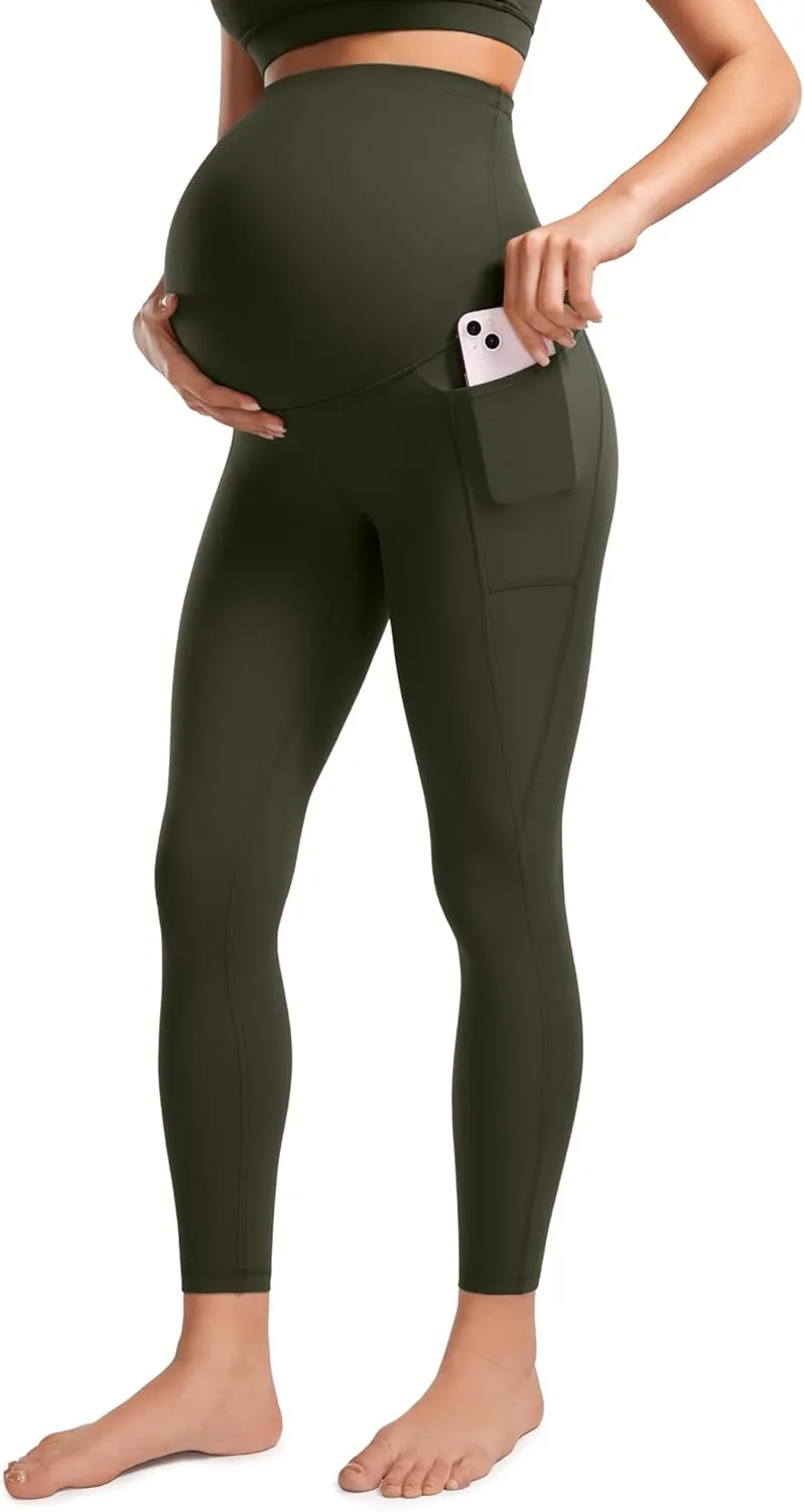 CRZ YOGA Womens Butterluxe Maternity Leggings with Pockets Over The Belly 25" - Workout Active Yoga Pregnancy Pants Soft