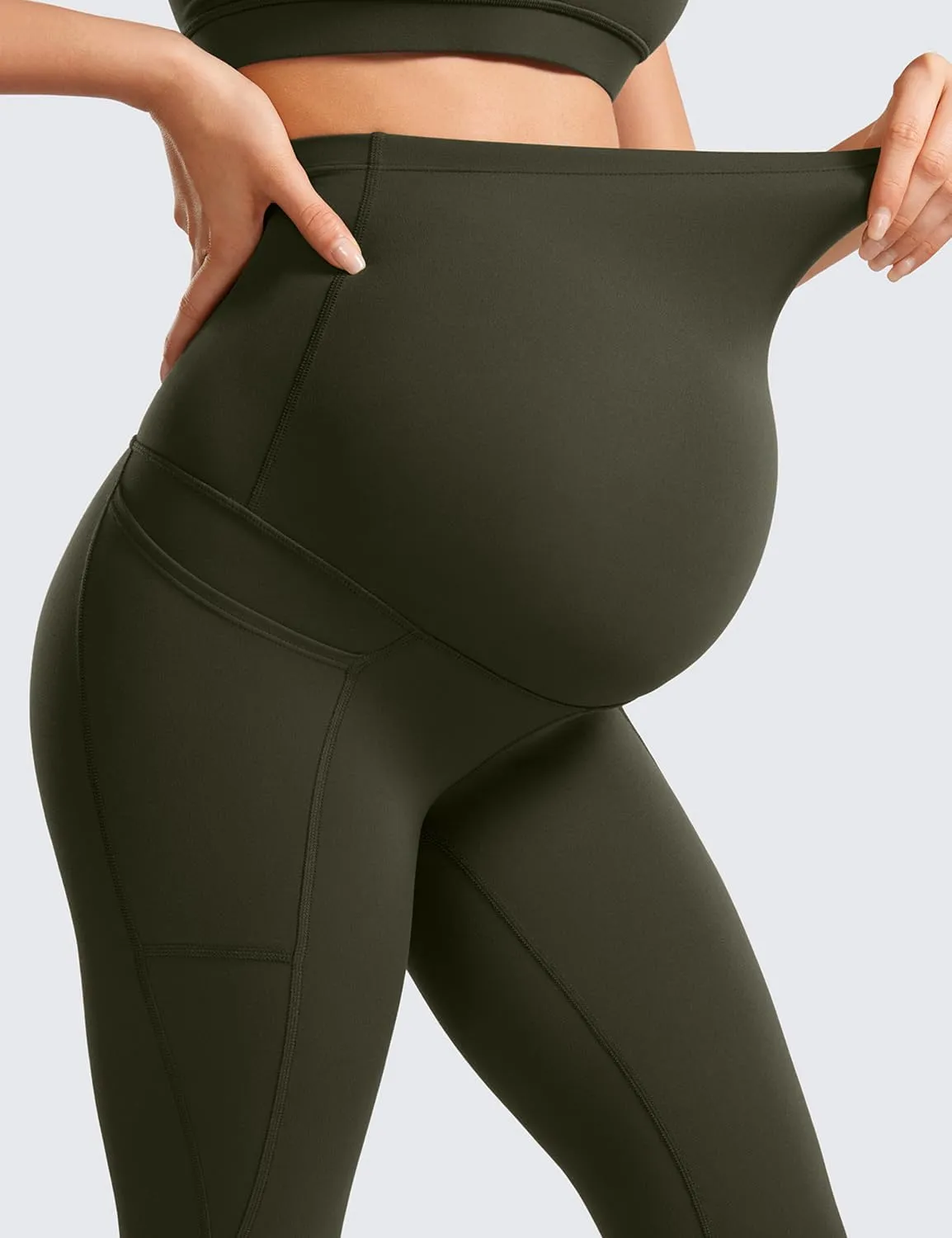 CRZ YOGA Womens Butterluxe Maternity Leggings with Pockets Over The Belly 25" - Workout Active Yoga Pregnancy Pants Soft