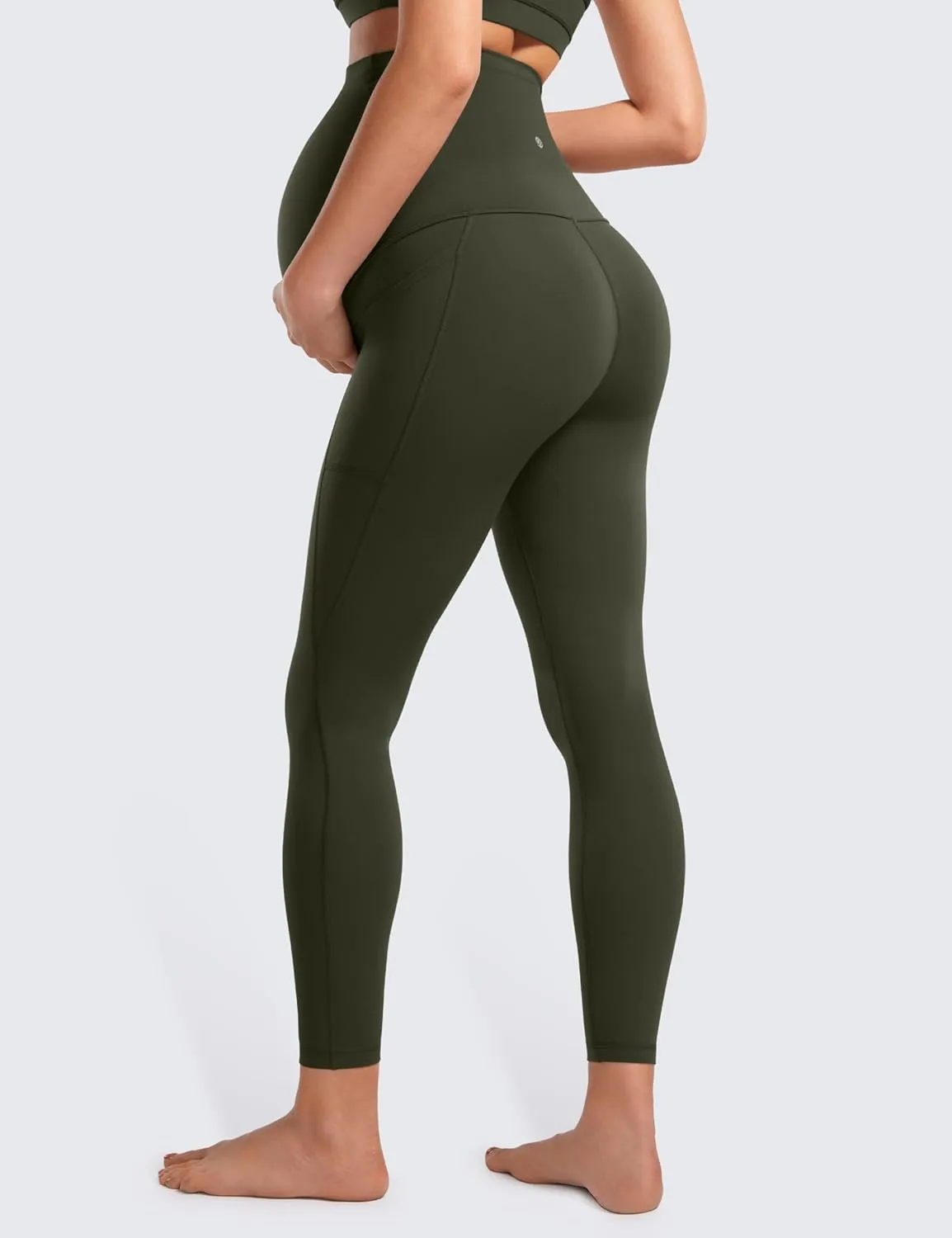 CRZ YOGA Womens Butterluxe Maternity Leggings with Pockets Over The Belly 25" - Workout Active Yoga Pregnancy Pants Soft