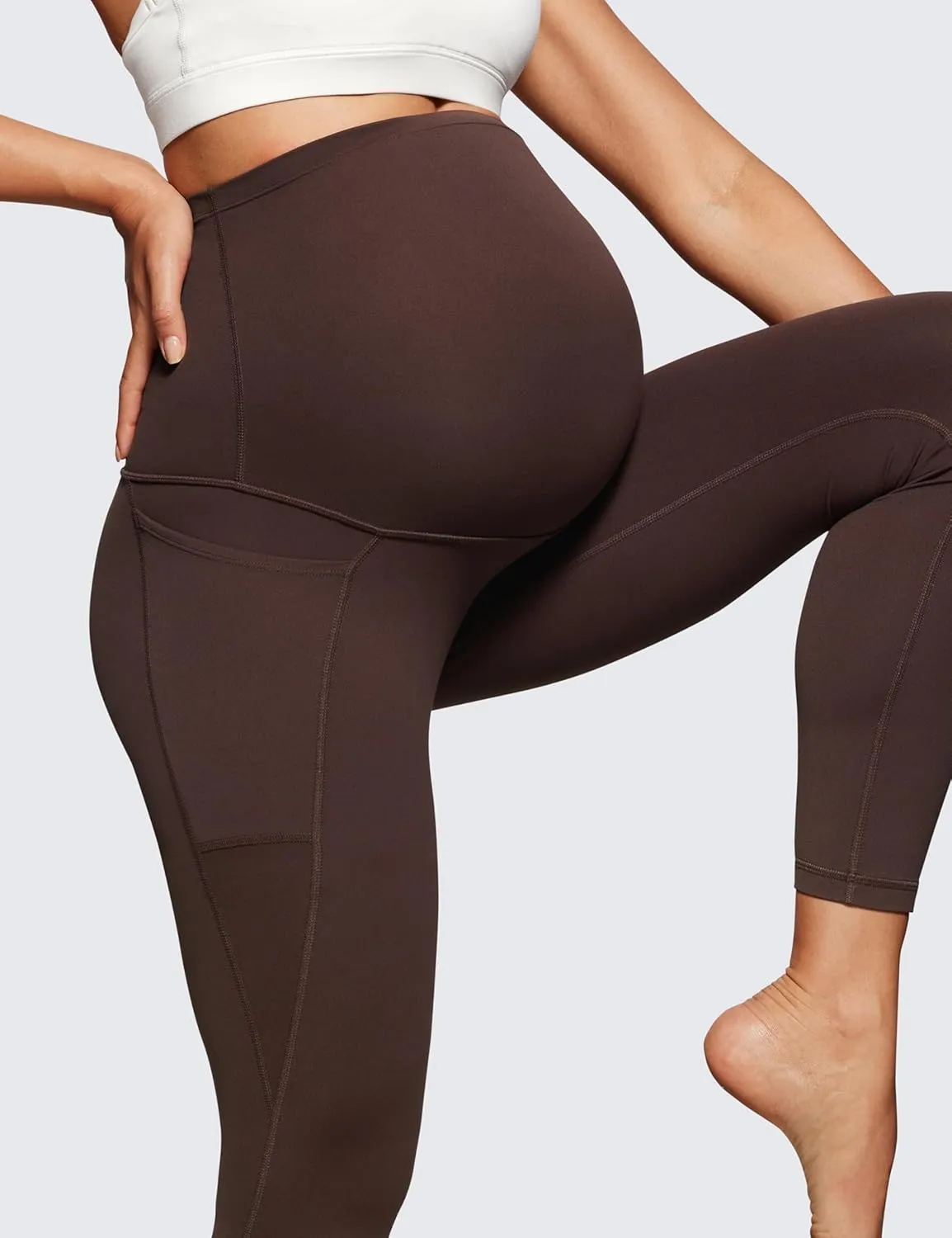 CRZ YOGA Womens Butterluxe Maternity Leggings with Pockets Over The Belly 25" - Workout Active Yoga Pregnancy Pants Soft