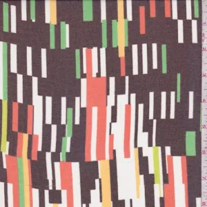 Dark Brown Multi Pixel Crepe Georgette Fabric