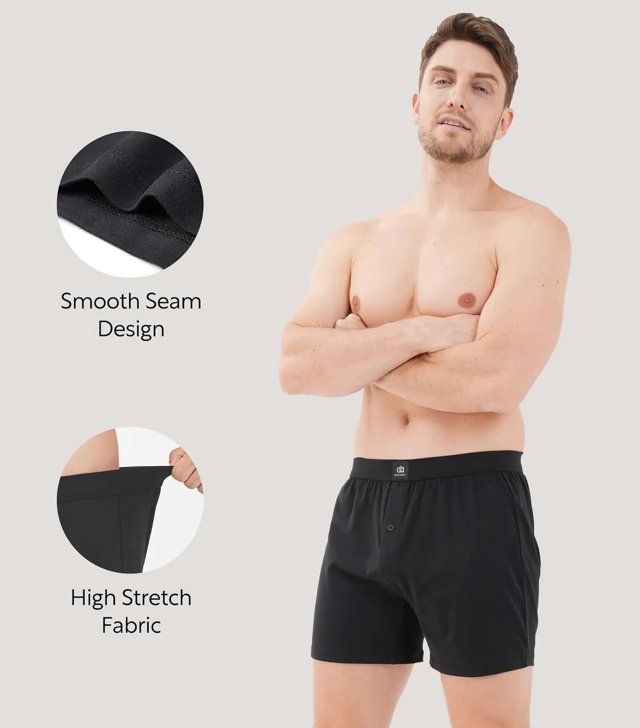 DAVID ARCHY Combed Cotton Boxers for Men Loose Fit Men's Underwear Soft Men's Boxer Shorts for Men 3 or 5 Pack