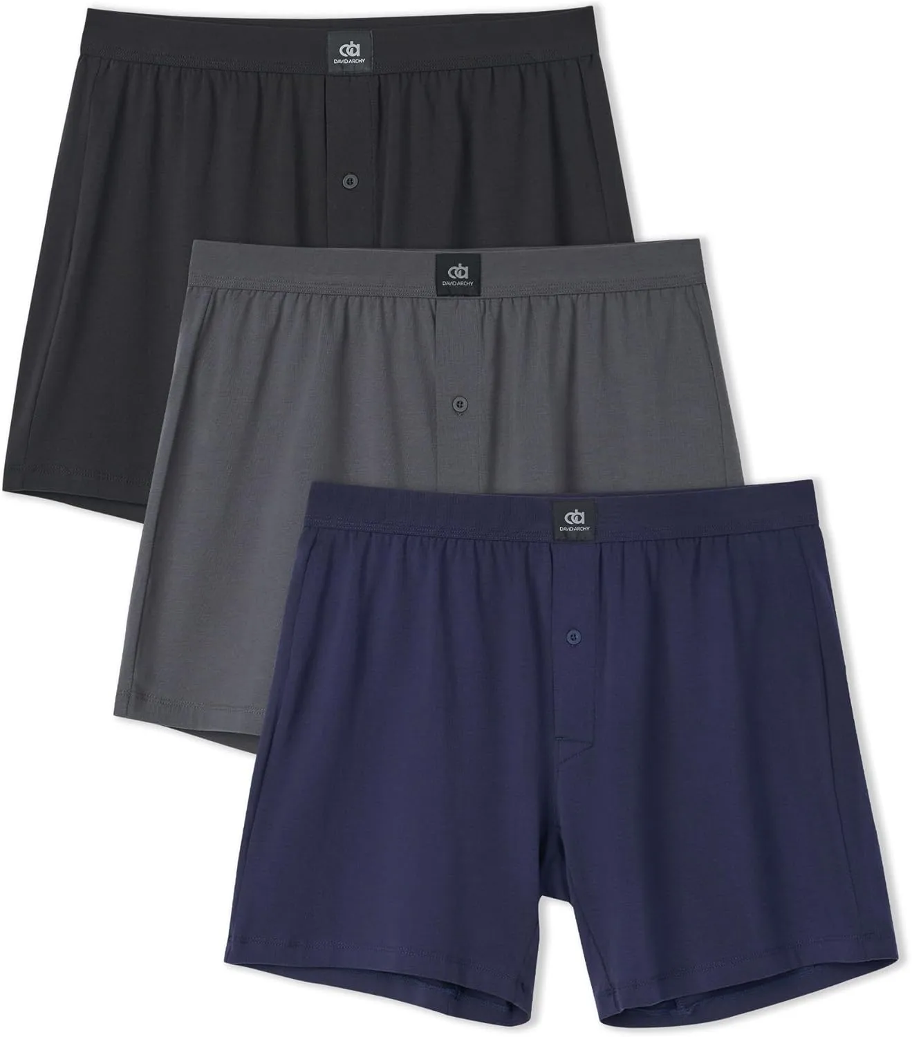 DAVID ARCHY Combed Cotton Boxers for Men Loose Fit Men's Underwear Soft Men's Boxer Shorts for Men 3 or 5 Pack