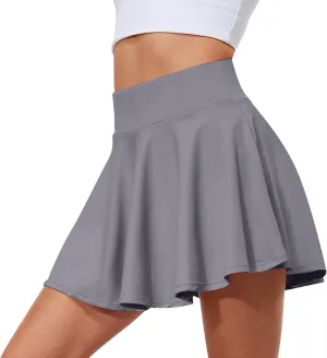 Denim Skirt Women, Stretch Yoga Pants Printed Athletic Shorts Lightweight High Waisted Skirt with Pockets Midi Tennis (XL, Dark Gray)