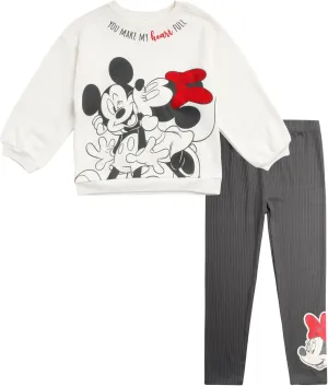 Disney Girls Minnie Mouse Fleece Jogger Pants Set  Minnie Mouse Fleece Sweatshirt and Sweatpants (2T-6X)