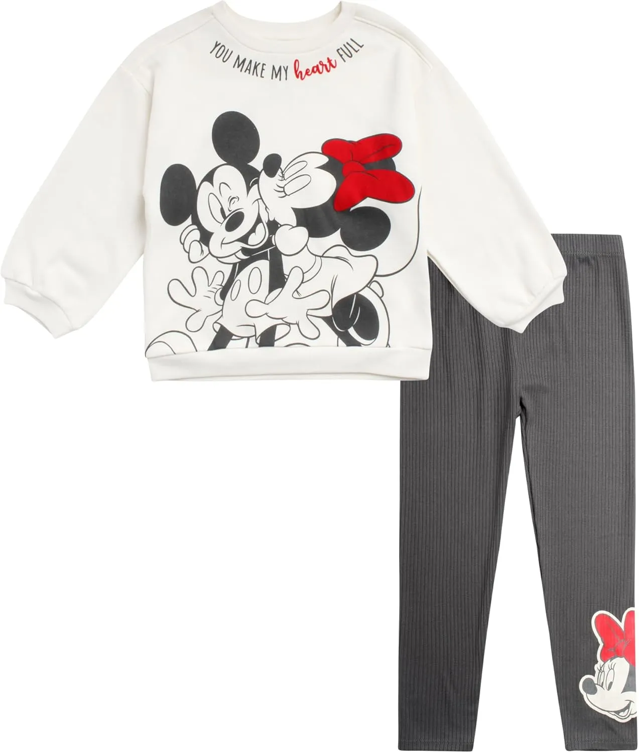 Disney Girls Minnie Mouse Fleece Jogger Pants Set  Minnie Mouse Fleece Sweatshirt and Sweatpants (2T-6X)