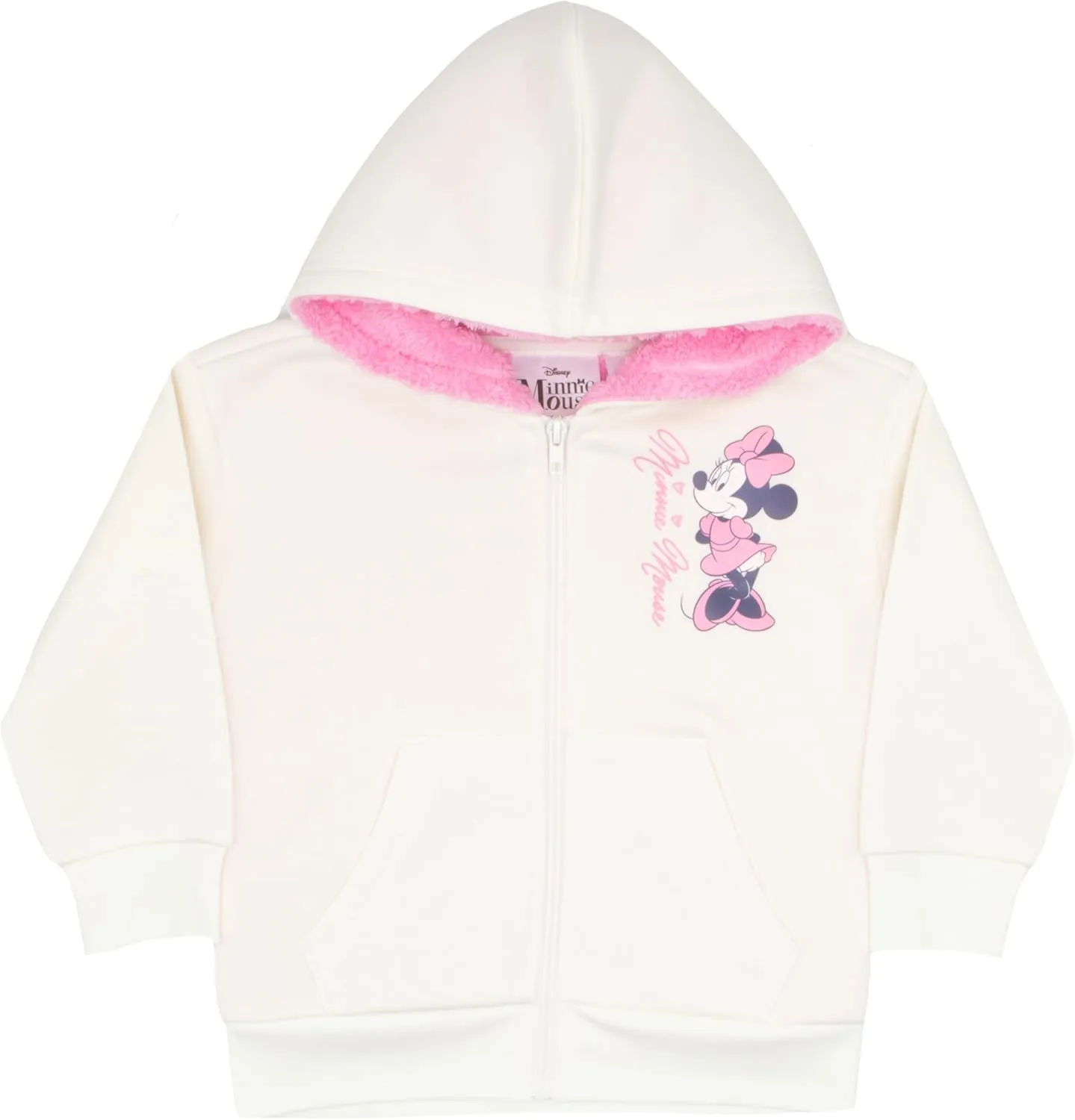 Disney Lilo & Stitch, Minnie Mouse Girls Sherpa Zip-Up Hoodie Graphic Print Design Hooded Sweatshirt for Kids & Toddlers