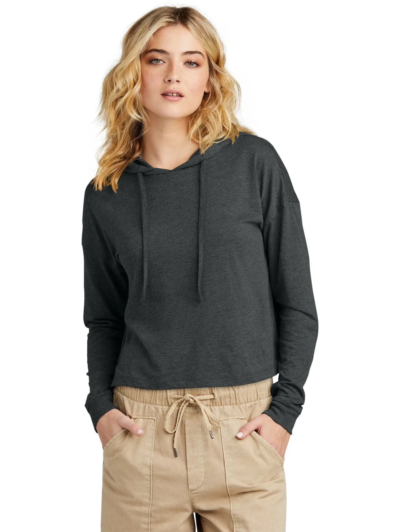 District Ladies Perfect Tri Midi Long Sleeve Hoodie
