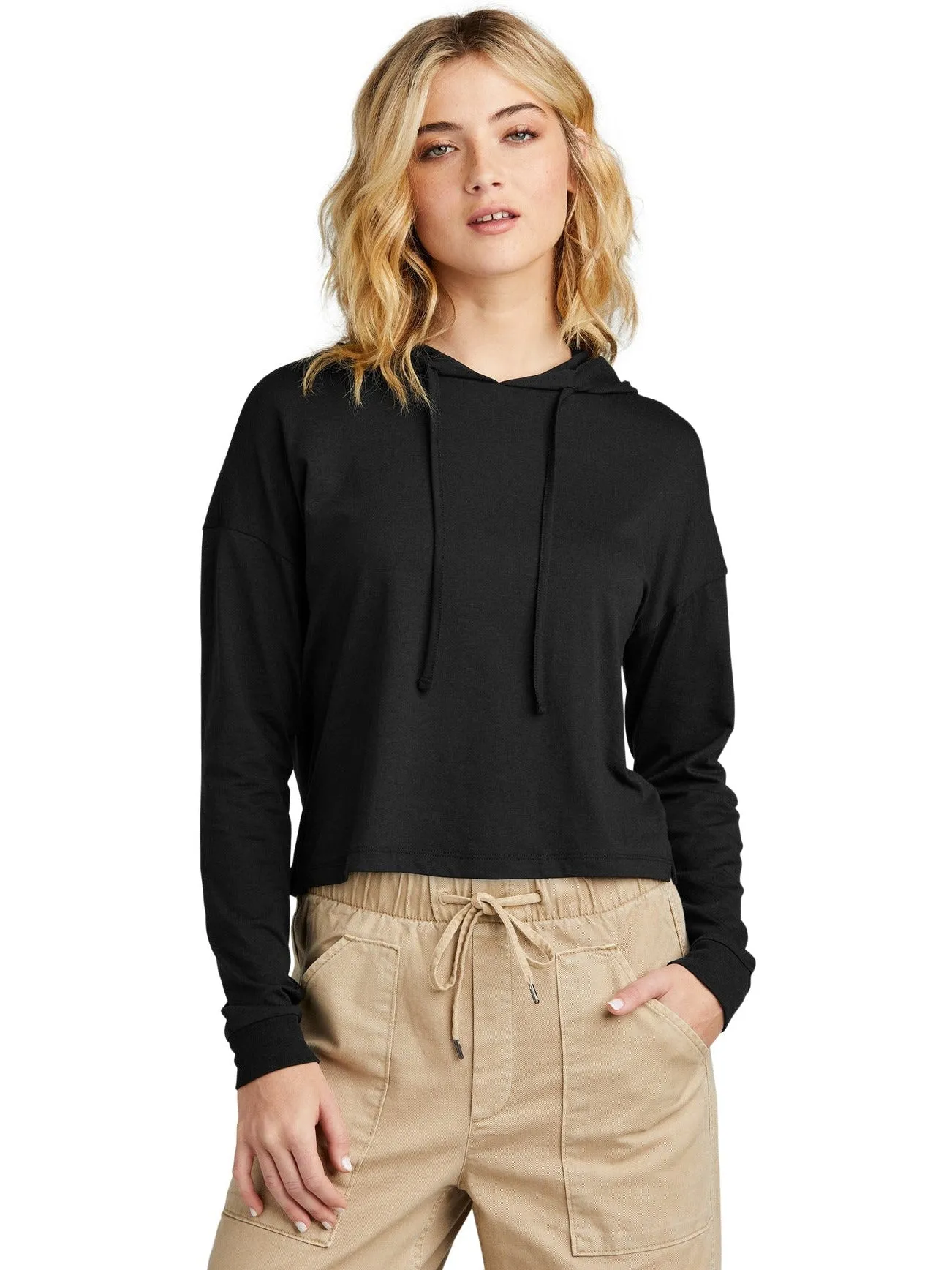 District Ladies Perfect Tri Midi Long Sleeve Hoodie