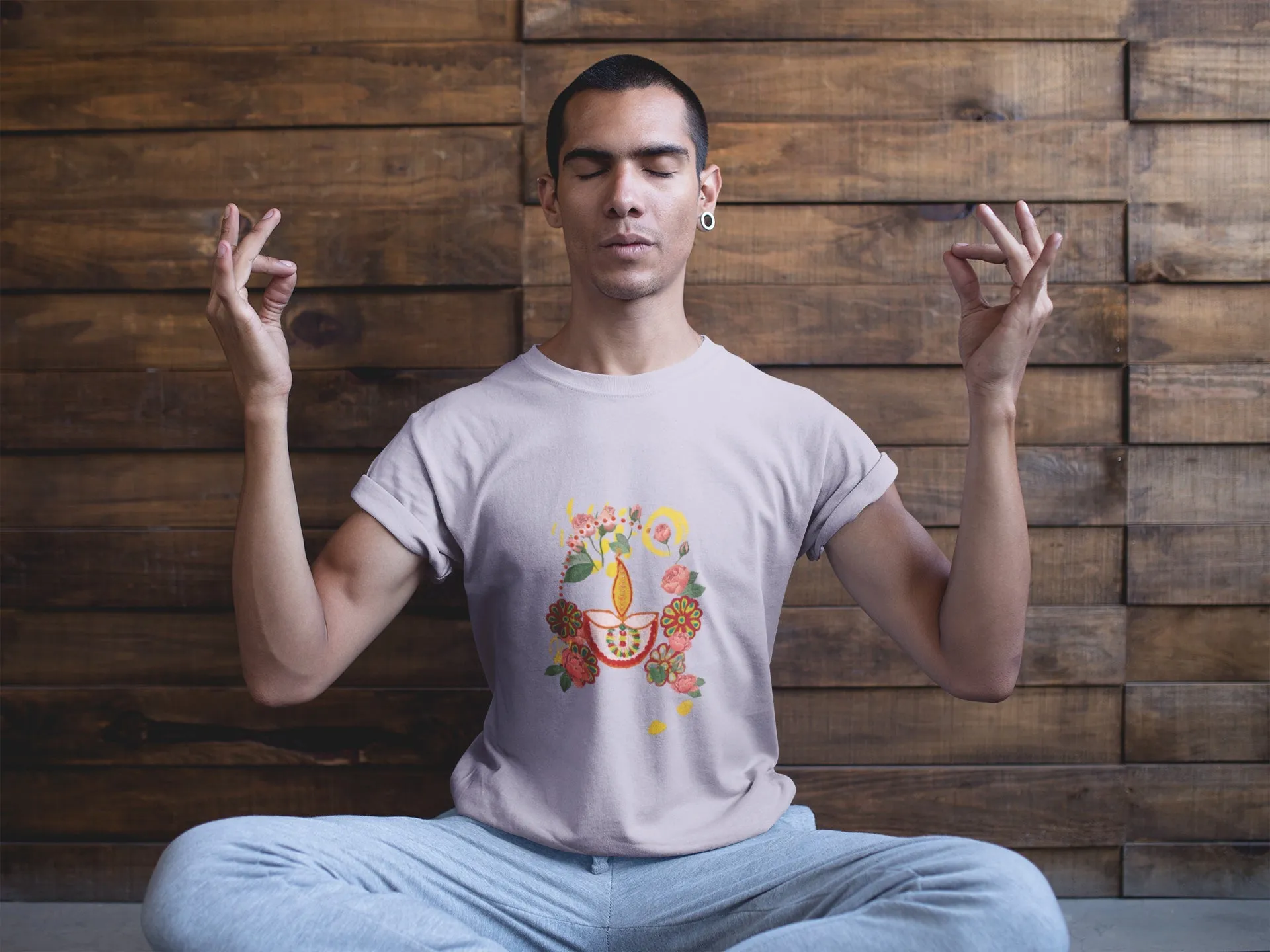 Diya Flower Summer T-shirt For Men