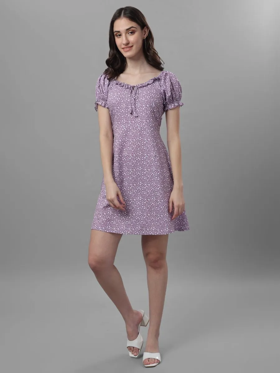 dresses for Women western wear floral Purple
