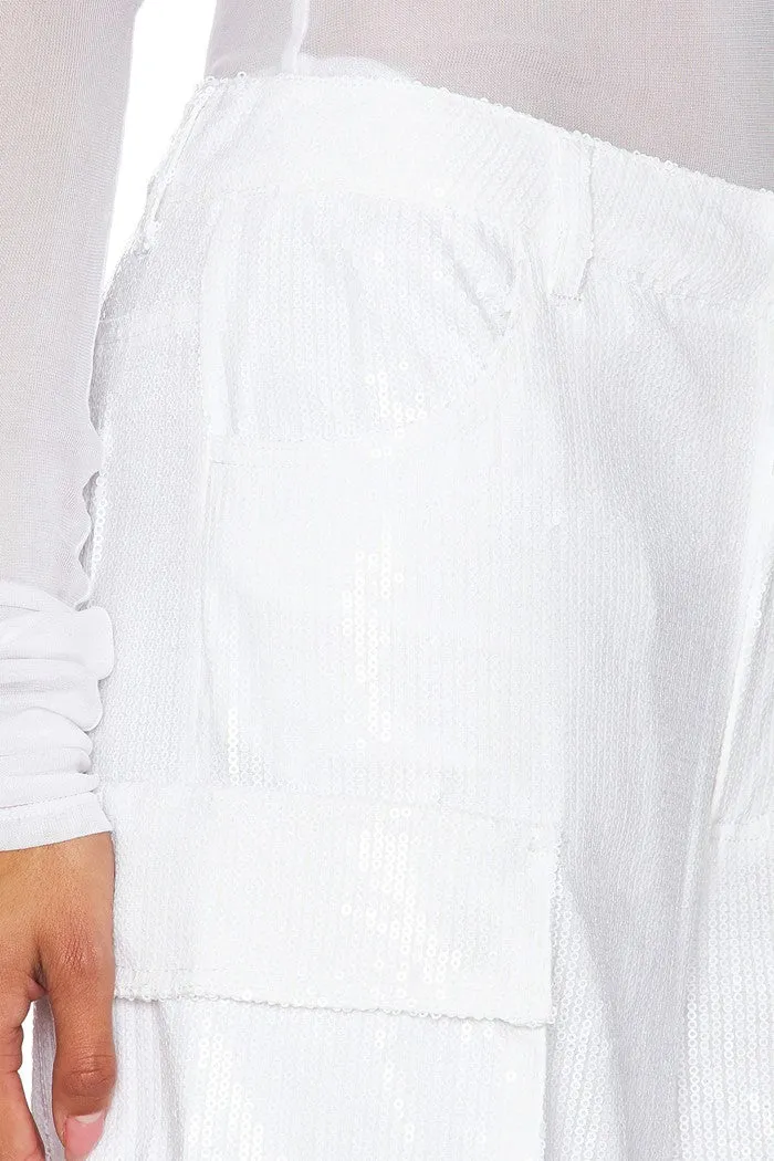 Duo Sequin Pant -White