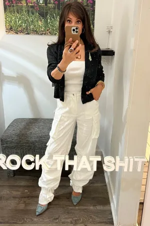 Duo Sequin Pant -White