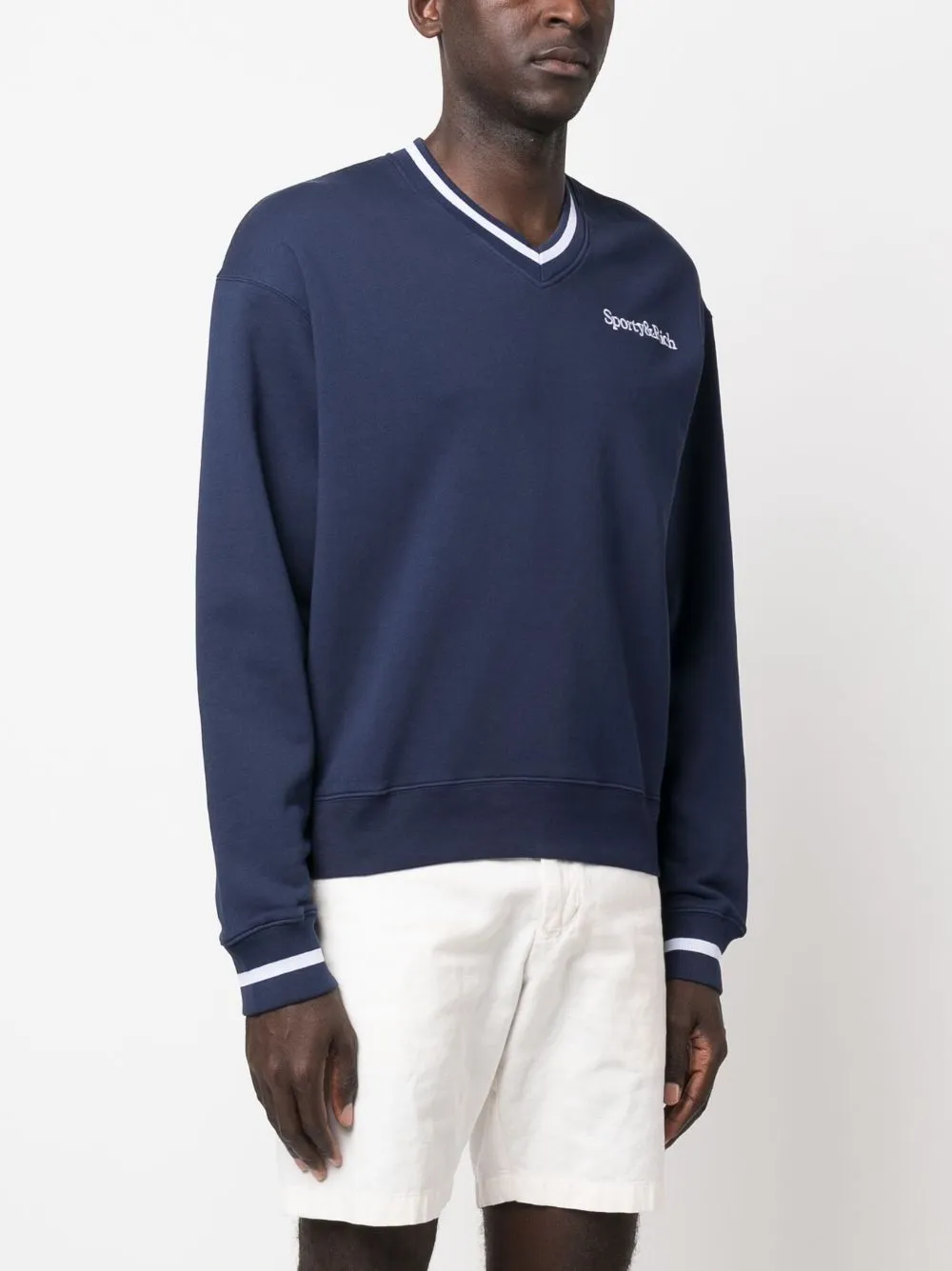 embroidered-logo v-neck jumper
