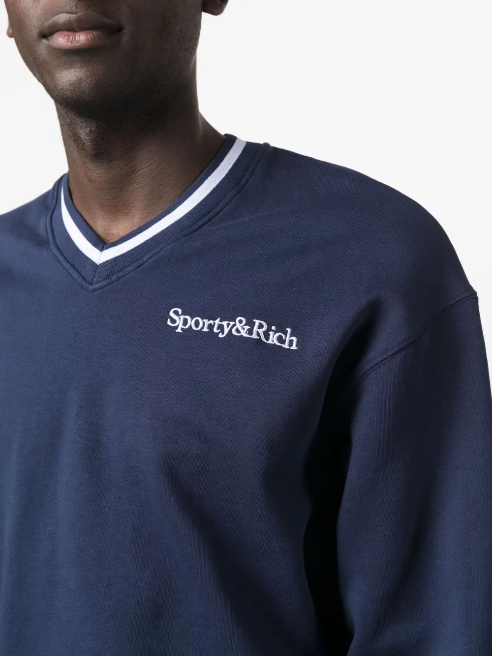 embroidered-logo v-neck jumper