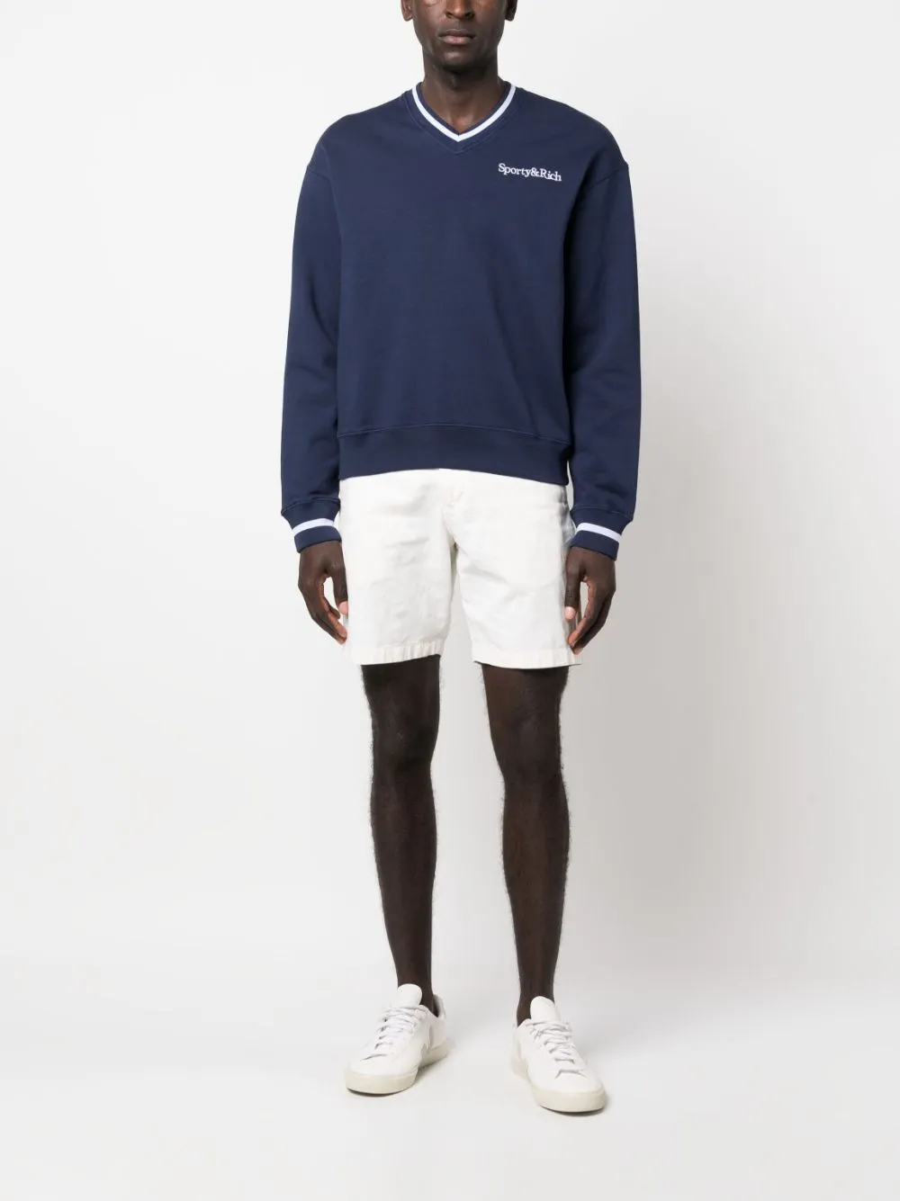 embroidered-logo v-neck jumper