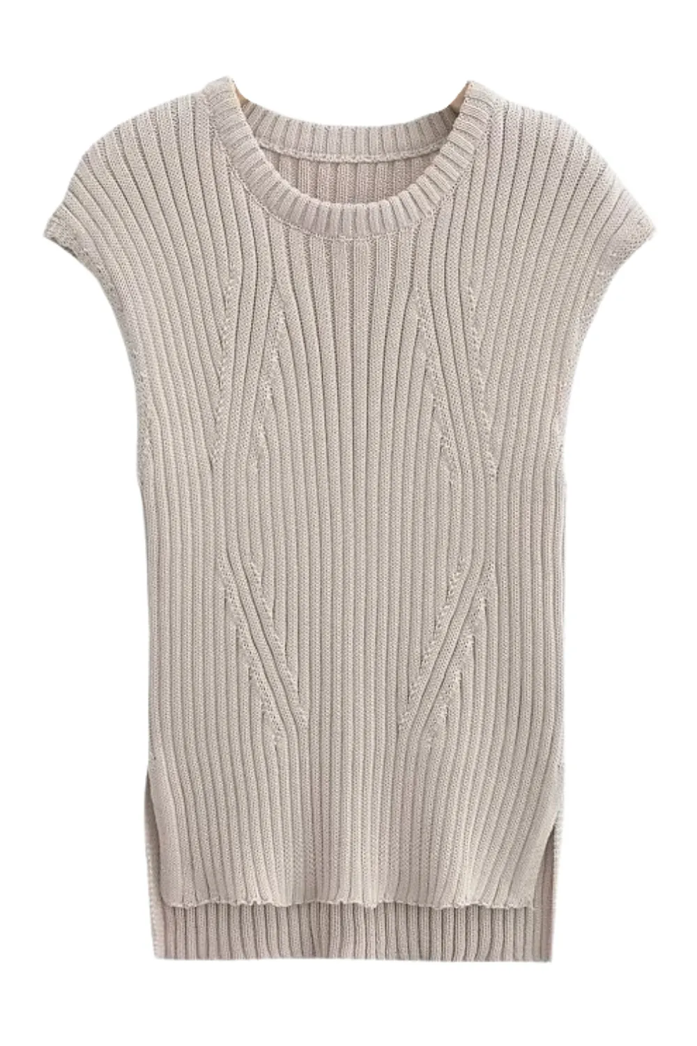 'Eunice' Round Neck Sleeveless Knitted Top