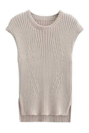 'Eunice' Round Neck Sleeveless Knitted Top