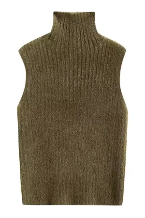 'Eunice' Turtleneck Sleeveless Knitted Vest (3 Colors)