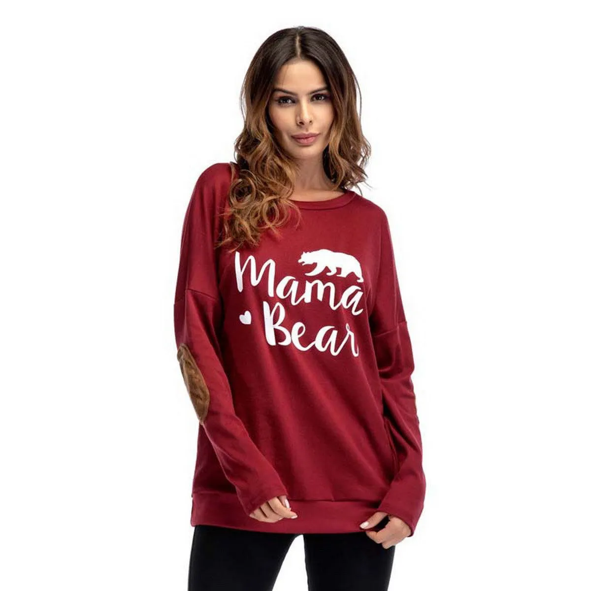 Europe And The United States Foreign Trade Autumn New Print Round Neck Bat Long Sleeve Patch Decorative T-shirt