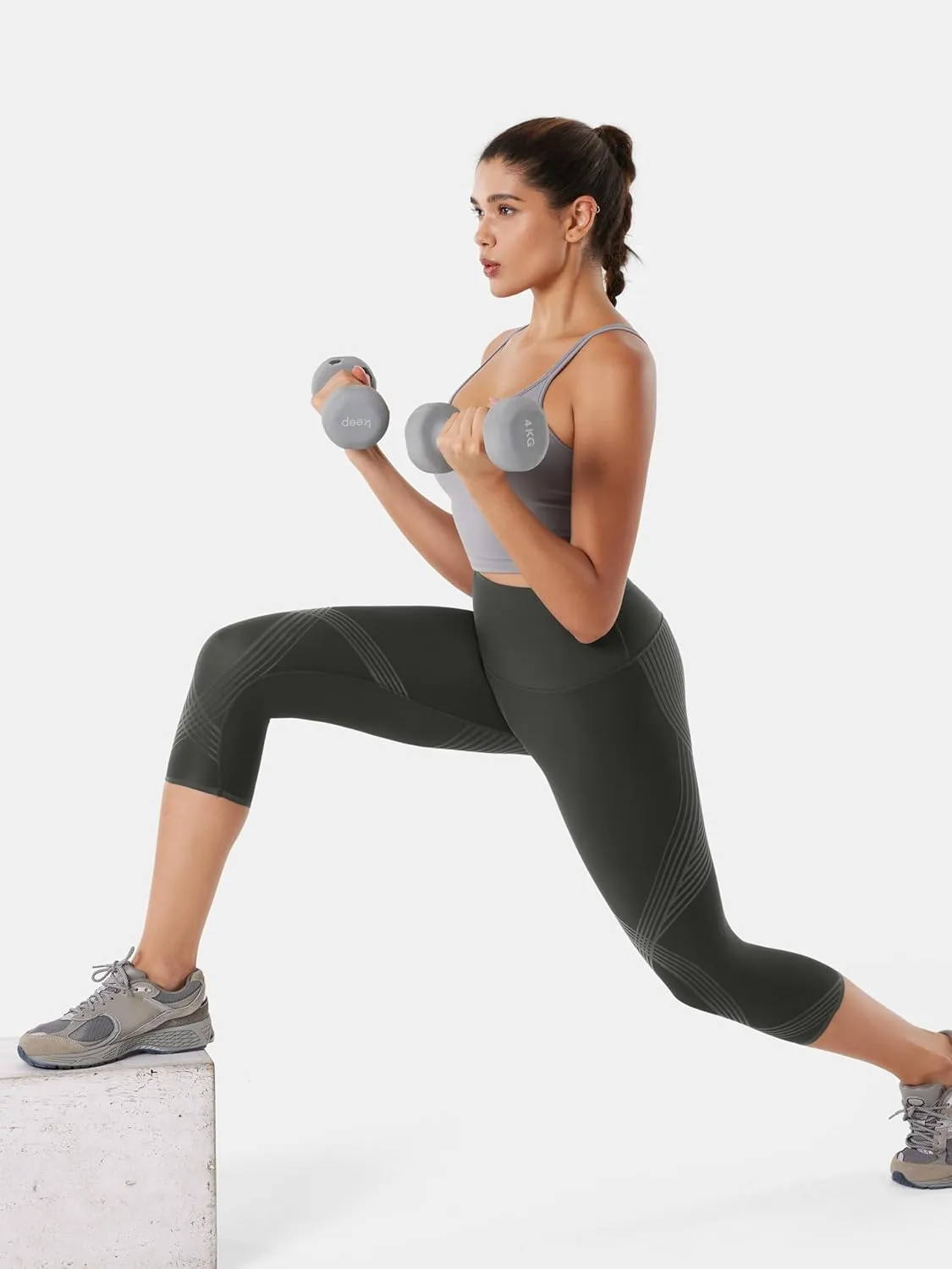 Fanka Body Sculpt Capri Leggings Reversible Wear Compression Leggings for Women Tummy Control Yoga Pants Workout