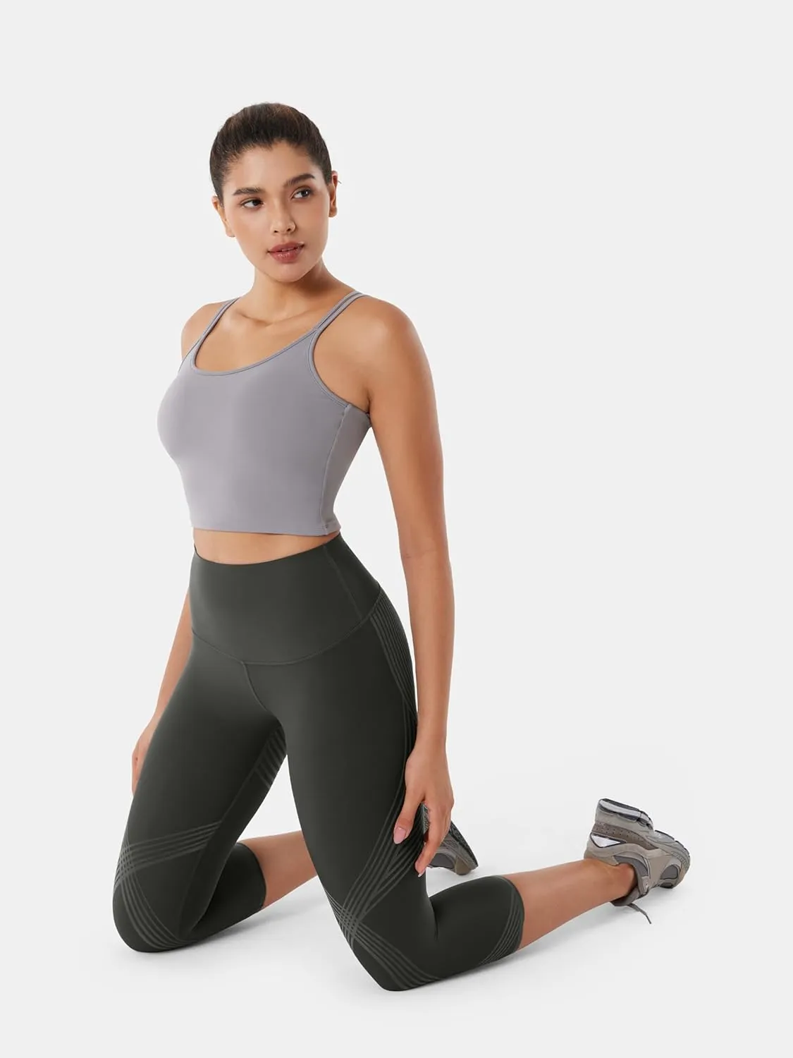 Fanka Body Sculpt Capri Leggings Reversible Wear Compression Leggings for Women Tummy Control Yoga Pants Workout