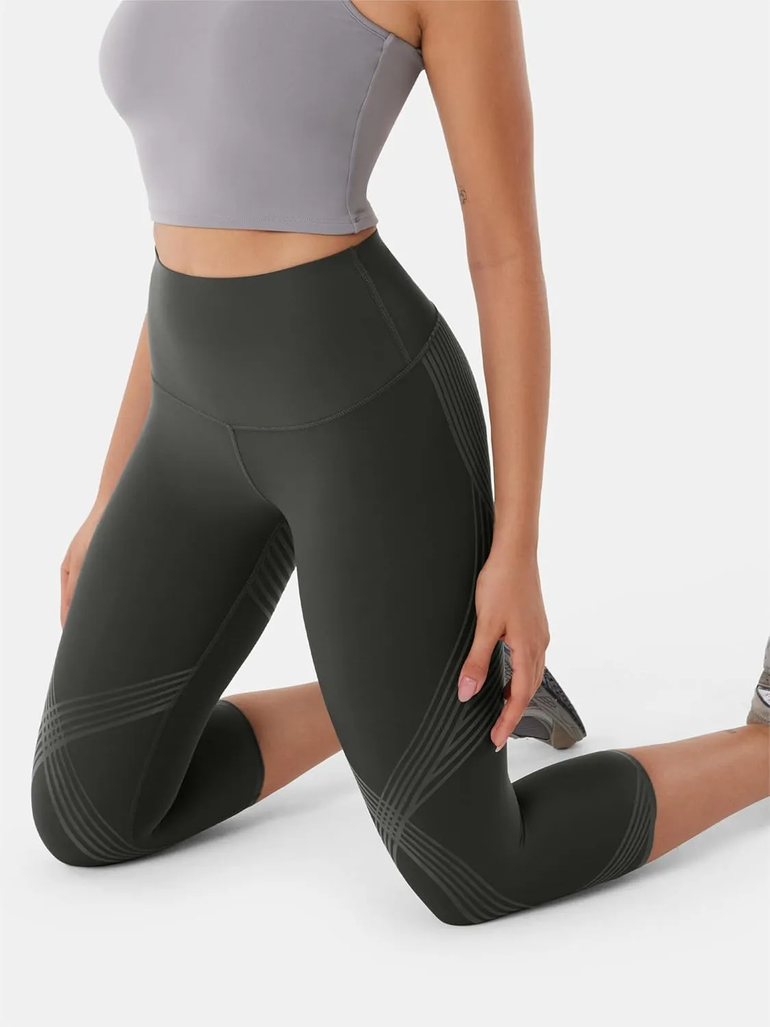 Fanka Body Sculpt Capri Leggings Reversible Wear Compression Leggings for Women Tummy Control Yoga Pants Workout