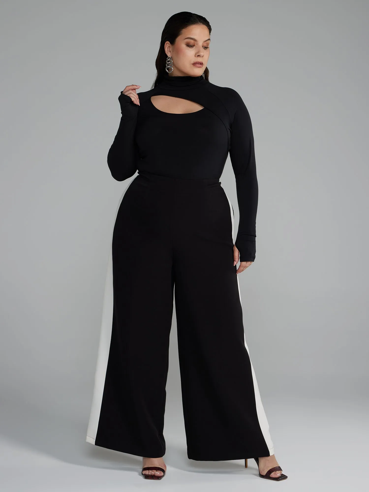 Fashion To Figure - High Rise Wide Leg Side Stripe Pants