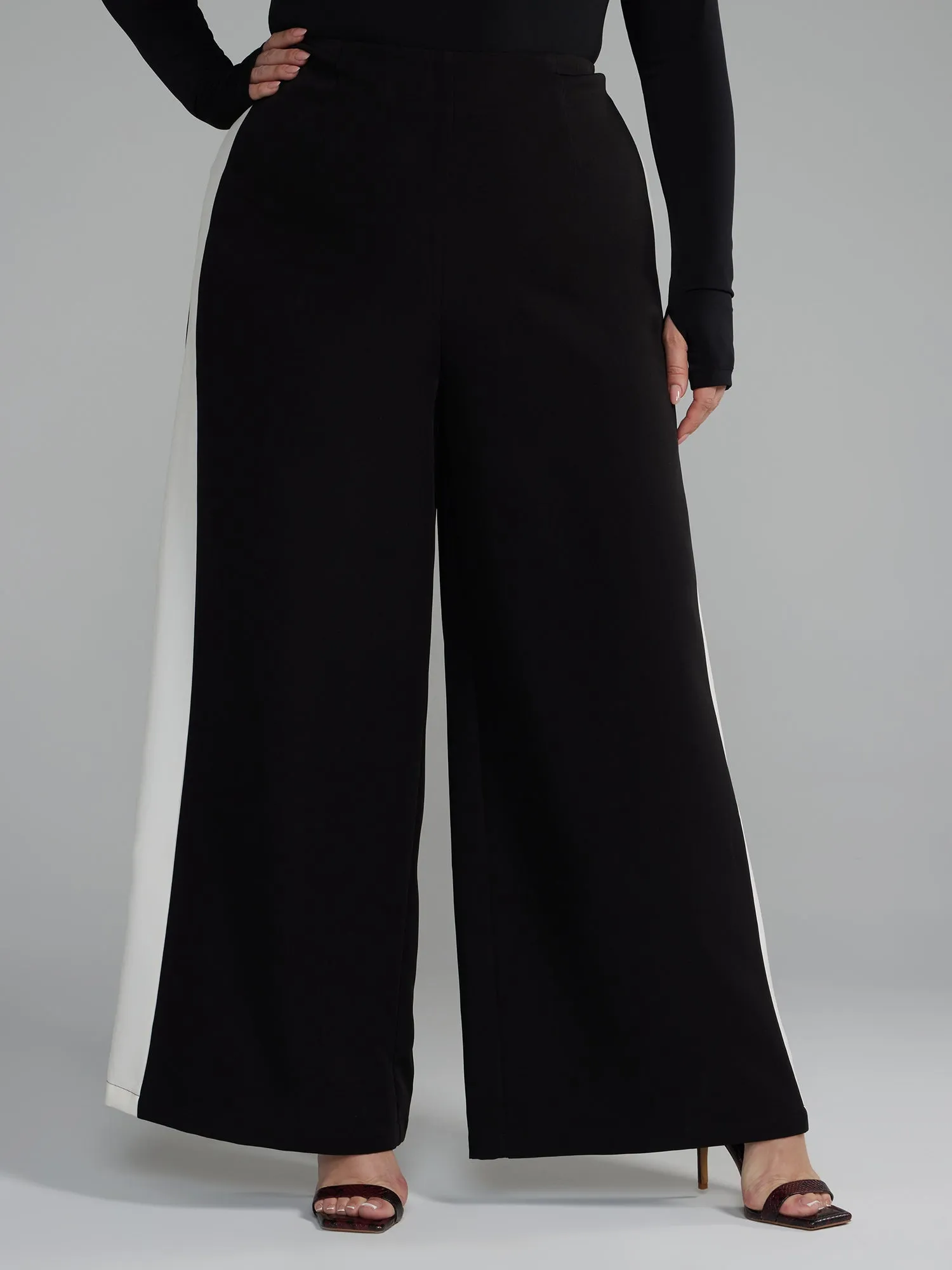 Fashion To Figure - High Rise Wide Leg Side Stripe Pants