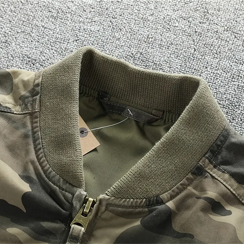 Fashion Zip Up Camo Denim Jacket / Stylish Men's Military Jackets / Alternative Clothing