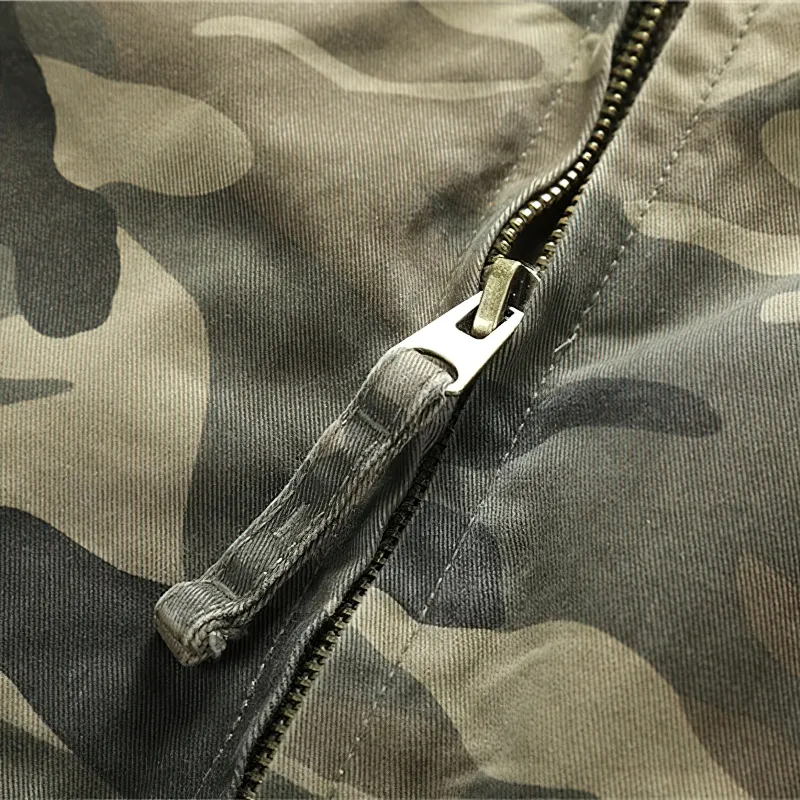Fashion Zip Up Camo Denim Jacket / Stylish Men's Military Jackets / Alternative Clothing