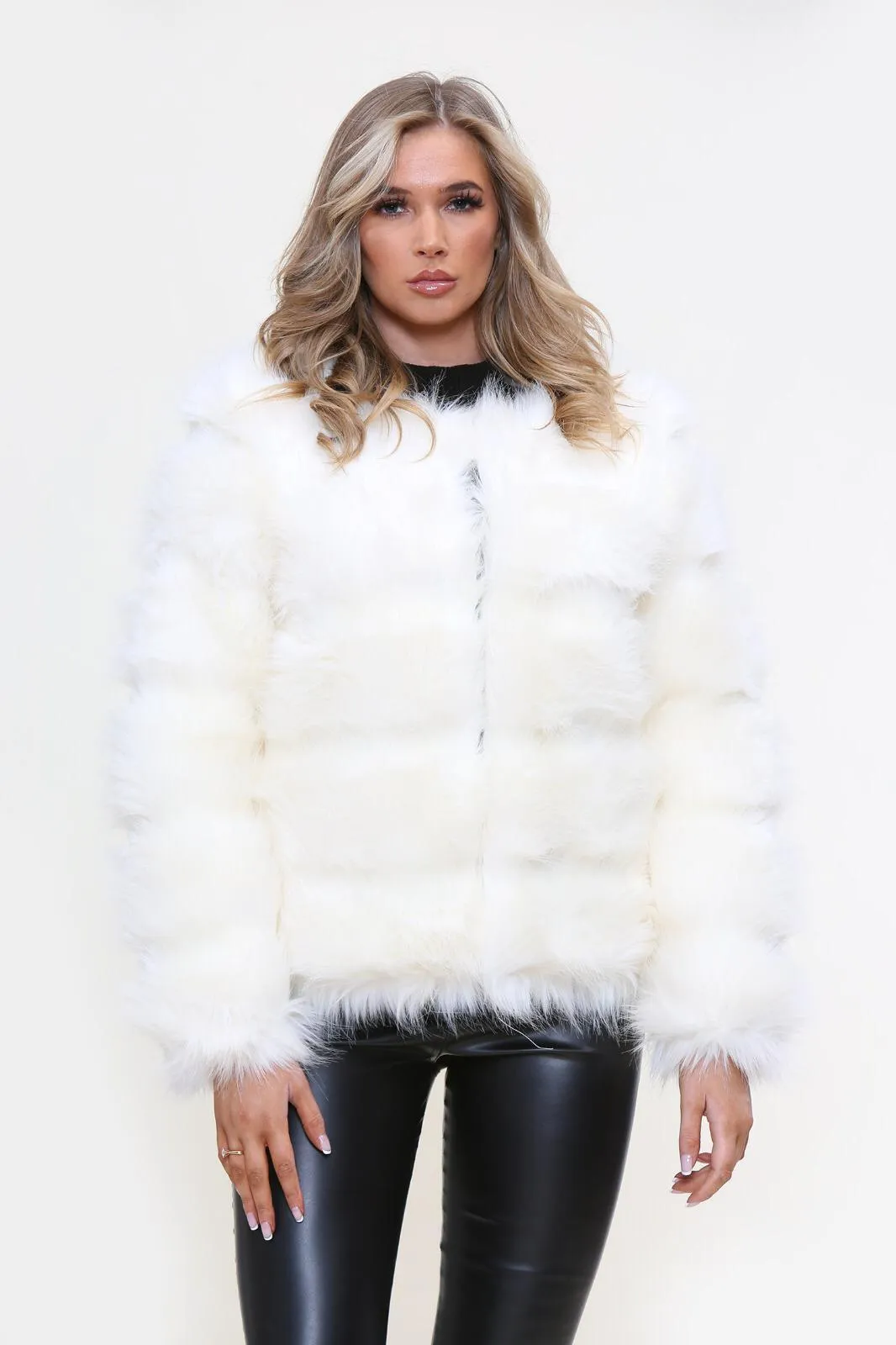 Faux Fur Jacket Formal Evening Party Satin Lined Coat