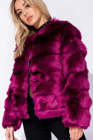 Faux Fur Jacket Formal Evening Party Satin Lined Coat