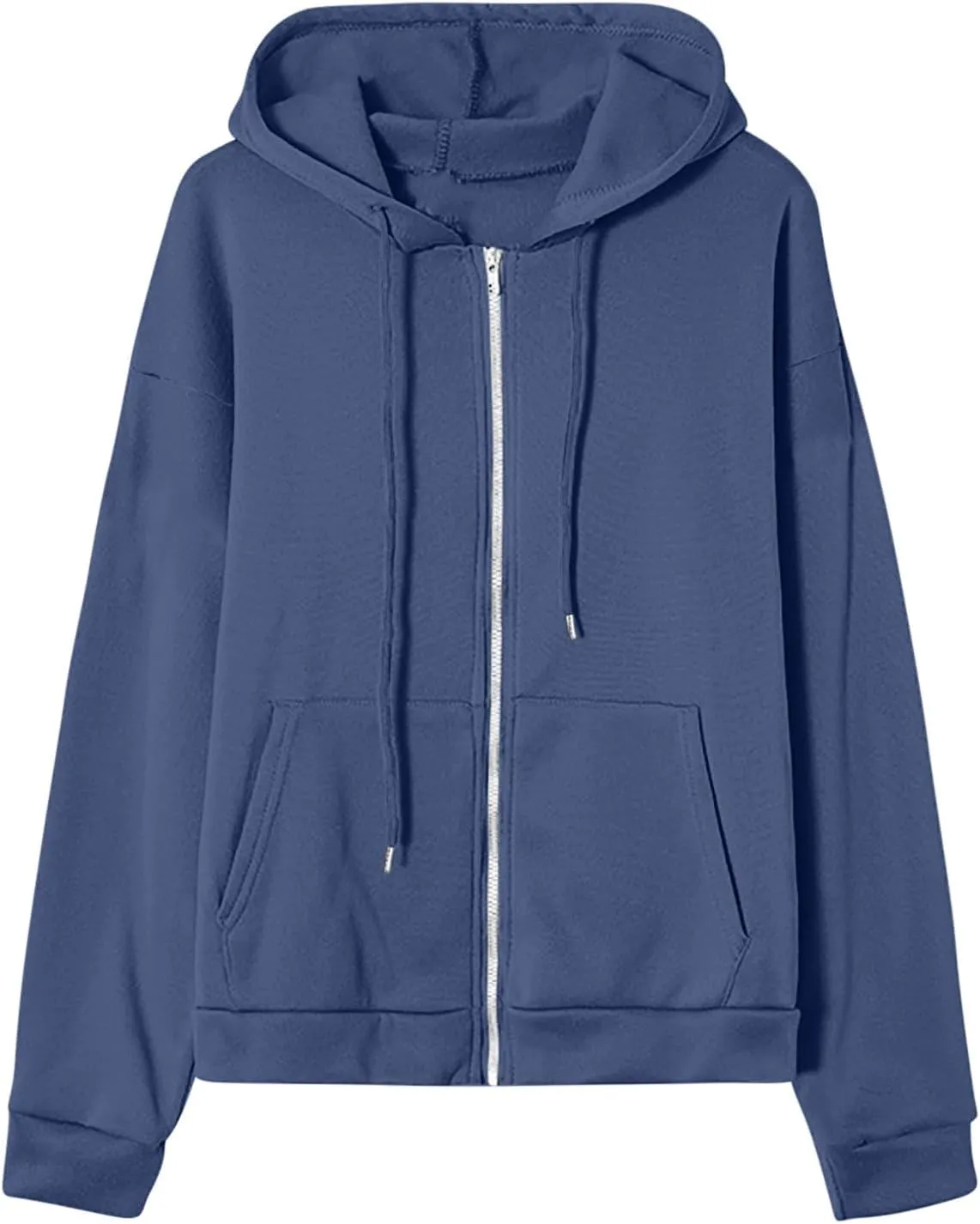 Fenleo Womens Zip Up Hoodies Long Sleeve Oversized Sweatshirts Fall Outfits Pockets Patchwork Hoodie for Women